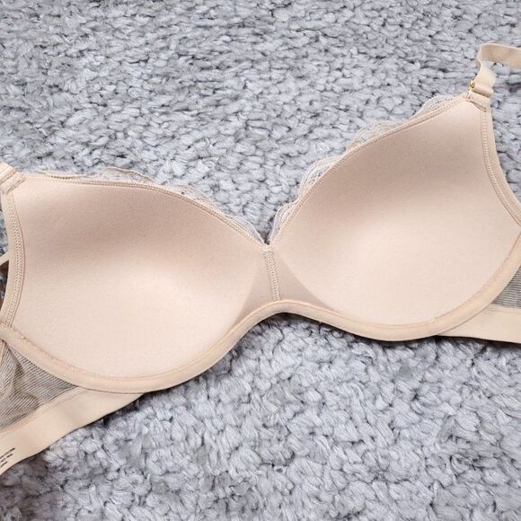 Lively The No-Wire Push Up Bra Toasted Almond Size 36C Wireless Wirefree - Picture 3 of 6